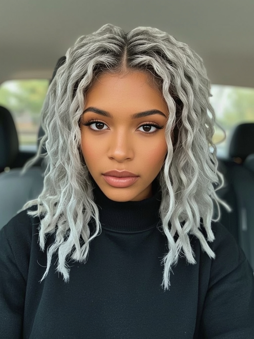 Silver Shaved Side on Dark Skin