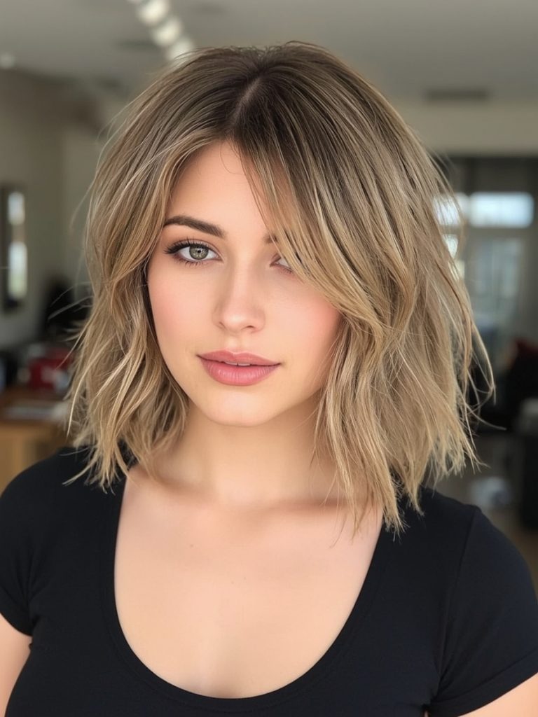 Short Messy Haircuts For Women: The Angled Bob with Beach Waves