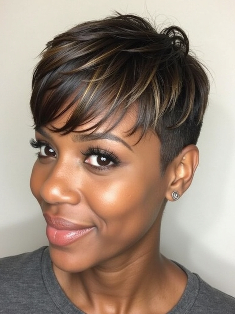 Short Hair With Swoop Bangs: Short Pixie Haircuts for Black Women 50