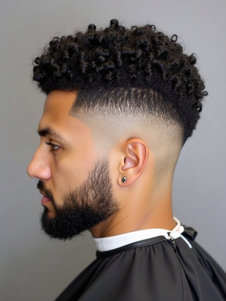 Short Curly Hairstyles Men: The Curtained Curls with Middle Part