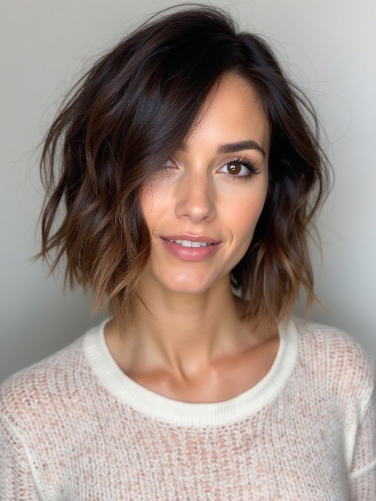 Collarbone Length Shag With Bangs