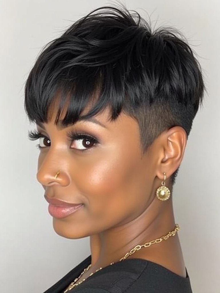 Side-Swept Pixie: Short Pixie Haircuts for Black Women 50